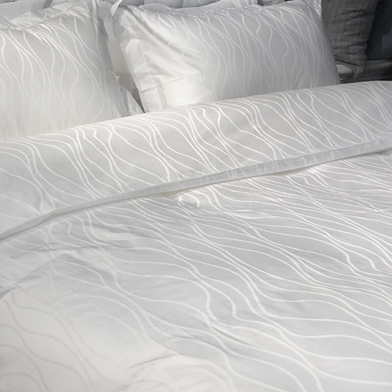 Ropa de cama textil de hotel con ondas de agua de jacquard de satén de algodón puro