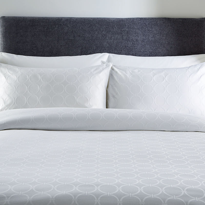 Sábanas circulares blancas de hotel de jacquard de algodón de fibra larga T250