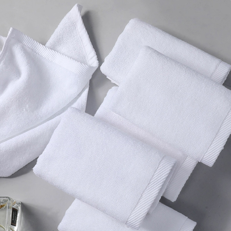 Toallas de mano blancas de hotel con doble bucle de rizo de algodón peinado