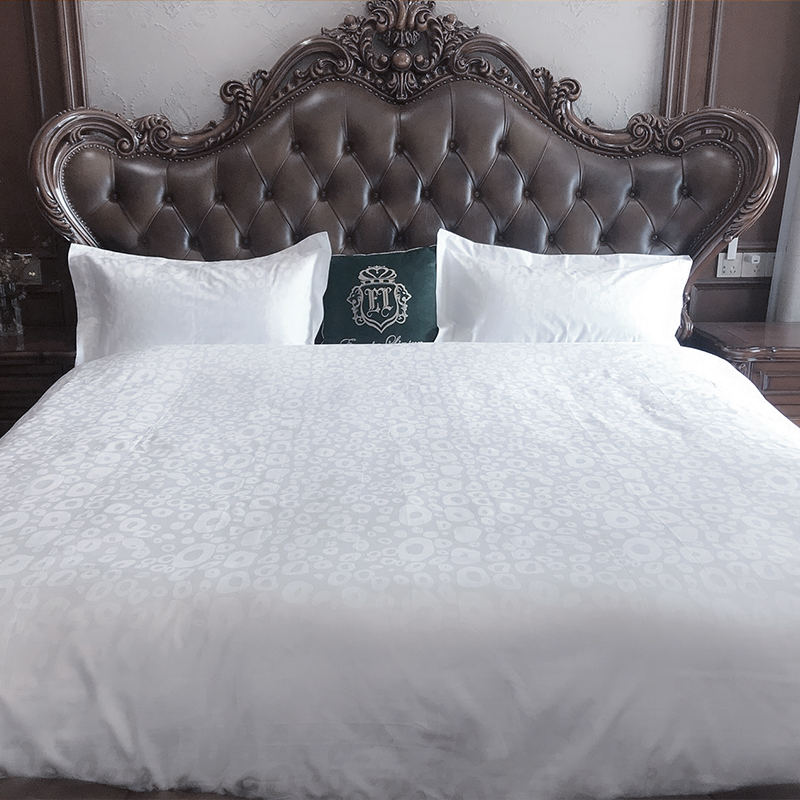 Juegos de cama de jacquard de hotel de algodón blanco puro 60S T300