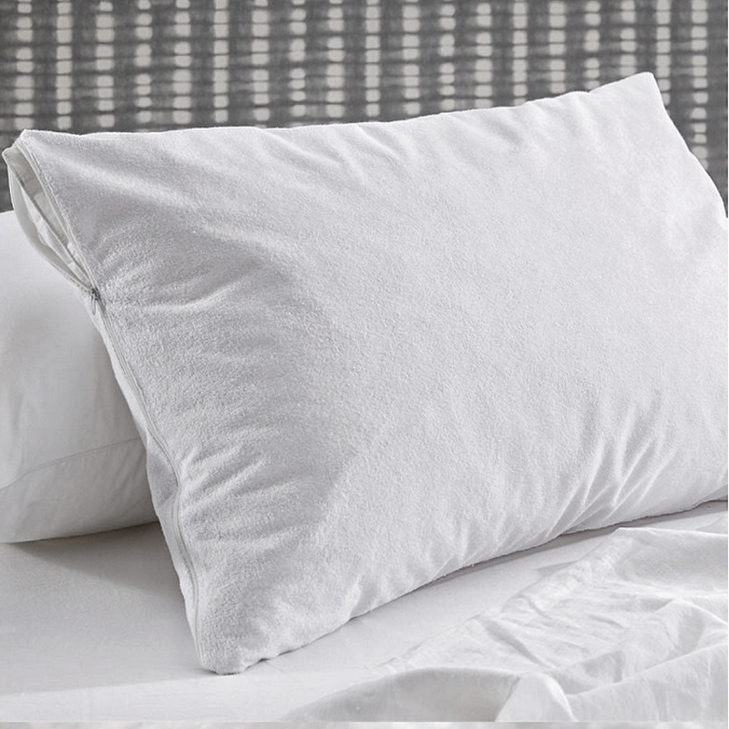 Protector de almohada de hotel de toalla de felpa impermeable de polialgodón 50/50