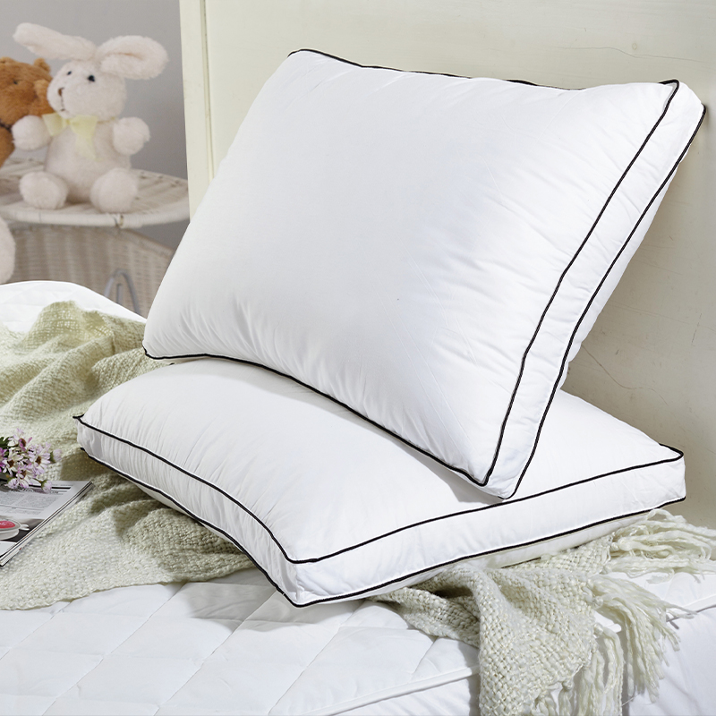 Almohadas de hotel con refuerzo de 5 cm de microfibra alternativa de plumón de algodón blanco