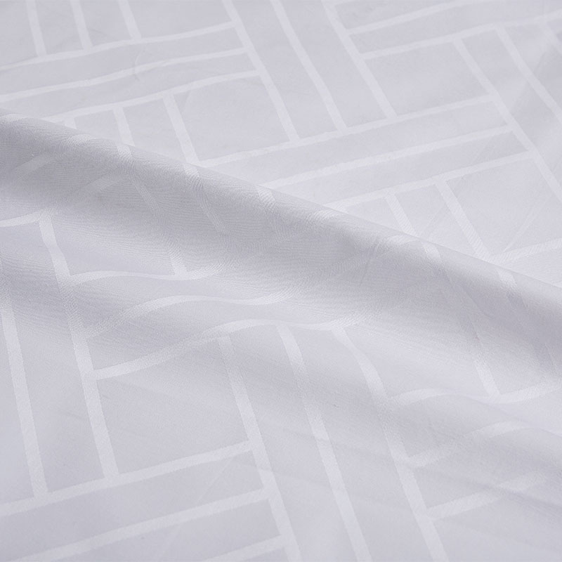 Tela de sábana de hotel jacquard tejida blanca de algodón puro