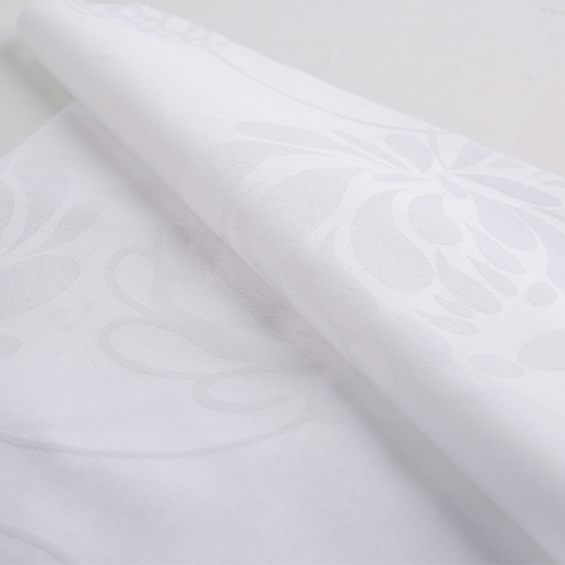 Telas de cama de hotel blancas con flores jacquard de algodón