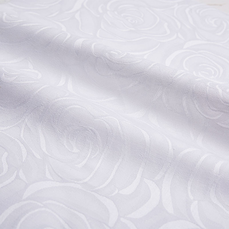 Tela blanca de algodón para ropa de cama de hotel, satén, Jacquard, flor rosa